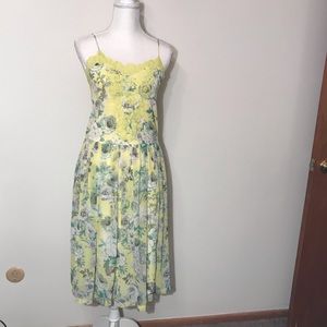 Asos Spaghetti Strap Yellow Green Floral Maxi Dress Size 2